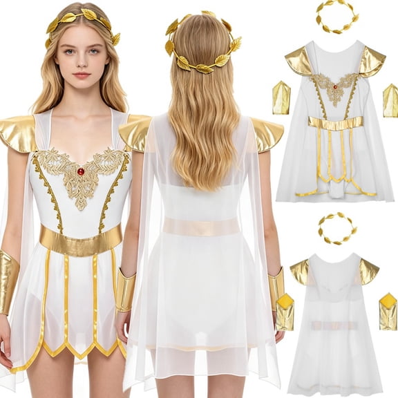 iiniim Womens Ancient Greek Roman Toga Outfit Halloween Carnival Party Role Play Dress White S