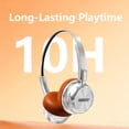 thumbnail image 2 of AKKHOO Wireless Retro On-Ear Headphones, Bluetooth 5.4 with ENC Noise Cancelling Mic, 10H Playtime, Lightweight Comfortable Portable Headset for Travel, Work, Commute, Office, Daily Use, Gift, 2 of 10