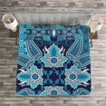 thumbnail image 3 of Ambesonne Persian Quilted Bedspread Set 3 Pcs, Eastern Moroccan Design, King Size, Indigo Sky Blue, 3 of 3
