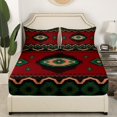 thumbnail image 2 of Erosebridal Antique Aztec Fitted Sheet Set Full, Aesthetic Red Brown Green Bed Set, Microfiber 3 Pieces, 2 of 5