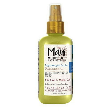 Maui Moisture Lightweight Curls Hair Styling Curl Refresher Hair Mist, Flaxseed, 8 fl oz