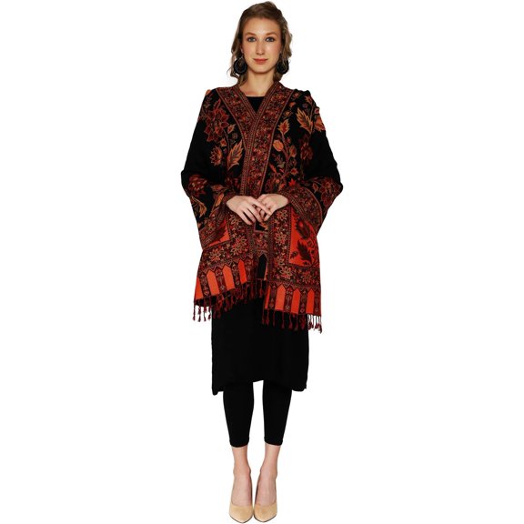 Kashmiri Stole / Shawl /Wrap for Women, Woven Wool Design, (Size 30 X 80 Inches)