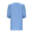 thumbnail image 5 of GEWSEY Women Summer Casual V Neck Lace Elegant Tops Fashion Trendy 3/4 Puff Sleeve Loose Fit Hollow Blouses Tunic Blouses (Blue, XL), 5 of 5