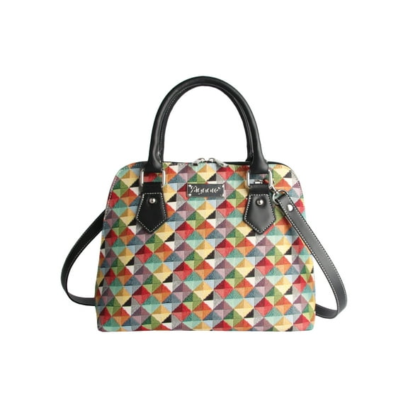 CONV-MTRI | Multicolor Triangle Convertible Top Handle Purse Handbag
