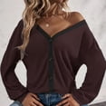 thumbnail image 2 of Cárdigan para Mujer Top con Cuello en V Diseño de Empalme a Cuadros Walf Manga con Hombros caídos Top de Mujer con un Solo Pecho para el hogar al Aire Libre Café Oscuro 3XL, 2 of 6