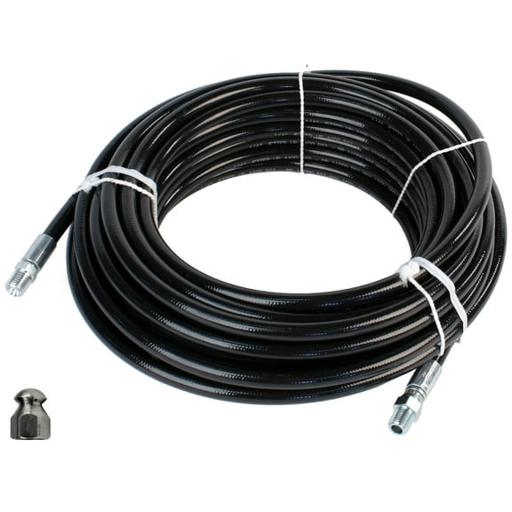 Schieffer 1/4" x 200' 4400 PSI Thermoplastic Sewer Jetter Hose & 12.0 Nozzle