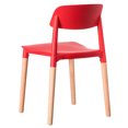 thumbnail image 2 of Fabulaxe Modern Plastic Dining Chair with Beech Wood Legs, Red (Set of 4), 2 of 7