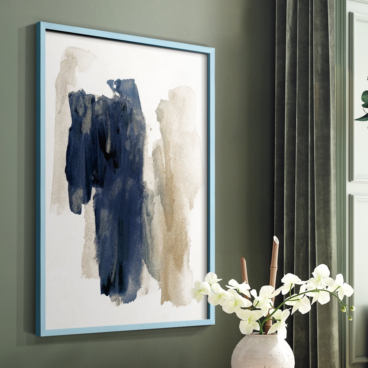 Navy Sweep in Blue Solid Wood 11 x 14 Framed Print