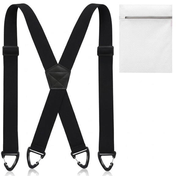 X Back Hidden Suspenders for Men, 1.5 Inch Invisible Heavy-Duty Work Suspenders, Under Clothing Wear, 4 Clip Design, Durable Hooks for Jeans & Pants, Unisex, with 1-Pack Laundry Bag