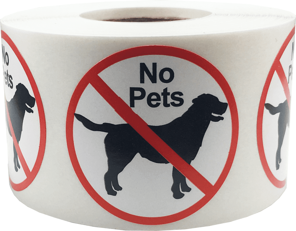 No Pets Allowed Labels 1 1/2 Inch Round Circle Dots 500 Adhesive
