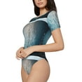thumbnail image 2 of Daiia Winter Rabbit print Women's Crew Neck Short Sleeve Bodysuit Fashion Tops Fit Casual Basic Extender Bodysuit-Large, 2 of 9