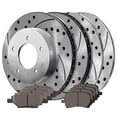 thumbnail image 2 of AutoShack Front and Rear Drilled and Slotted Brake Kit Rotors Silver and Ceramic Pads Set of 4 Replacement for Pontiac G5 2006-2010 G6 2004-2012 Chevrolet Malibu 2007-2009 Saturn Aura FWD BRKPKG039474, 2 of 4