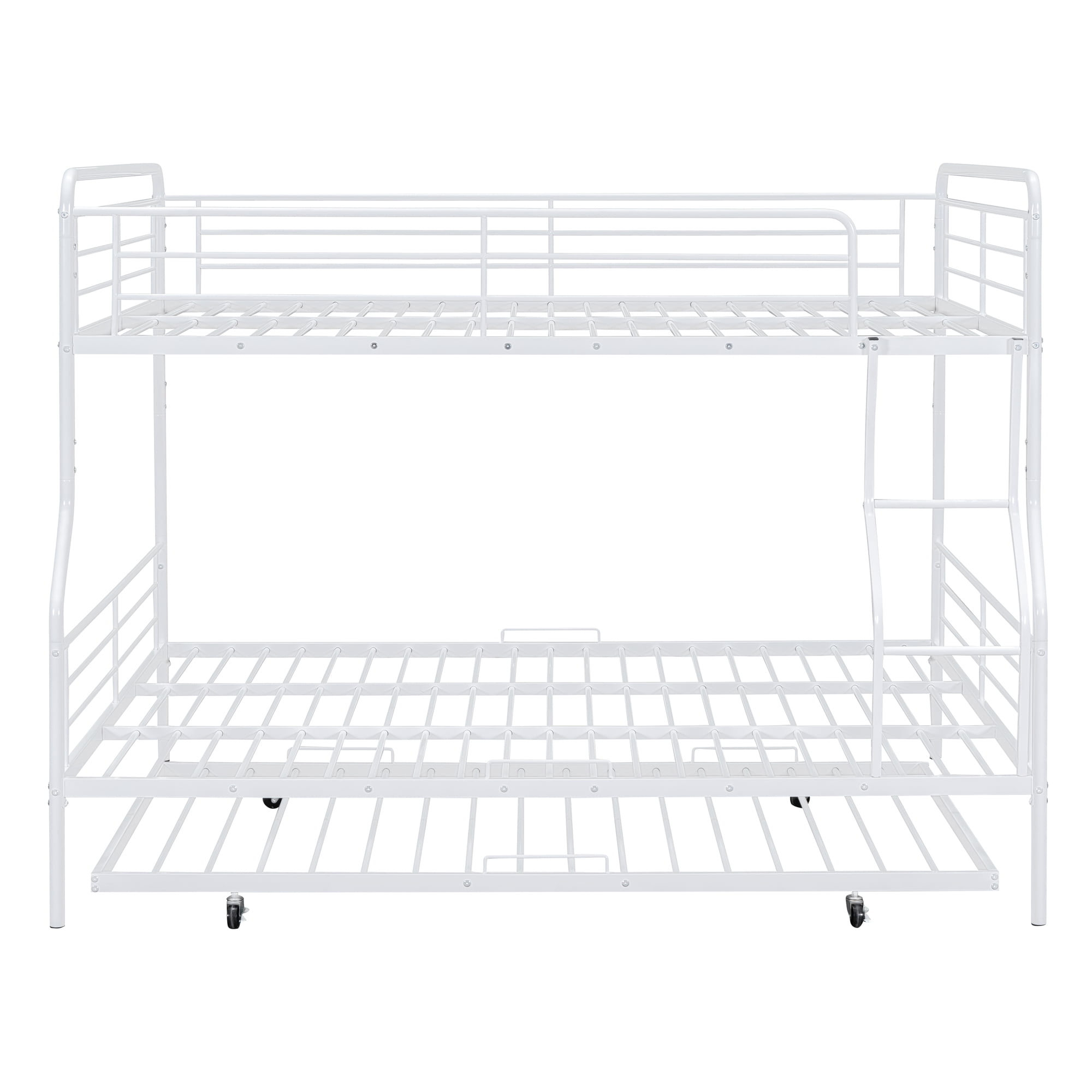 Aukfa Full XL over Queen Metal Bunk Bed with Trundle Bed for Teens, Adults, Dorm, White