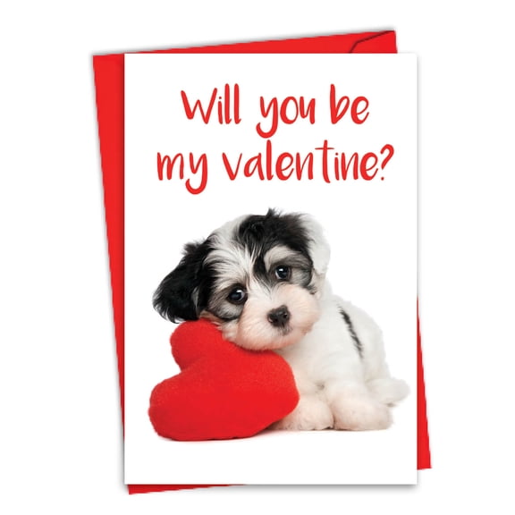 C3470VDG Humor Valentine's Day Card 'Puppy Heart' with Envelope by NobleWorks