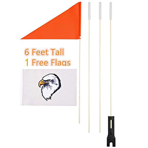 6-Foot Adjustable Height Heavy Duty Fiberglass Pole Polyester Full Color Tear-Resistant Waterproof Orange Safety Flag and Eagle Flag Uelfbaby Bike Safety Flag with Pole 