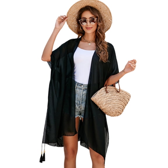 Women Open Front Beach Coverup Kimono See Through Open Front Beach Cardigans Open Front Swimsuit Cardigans Coverup