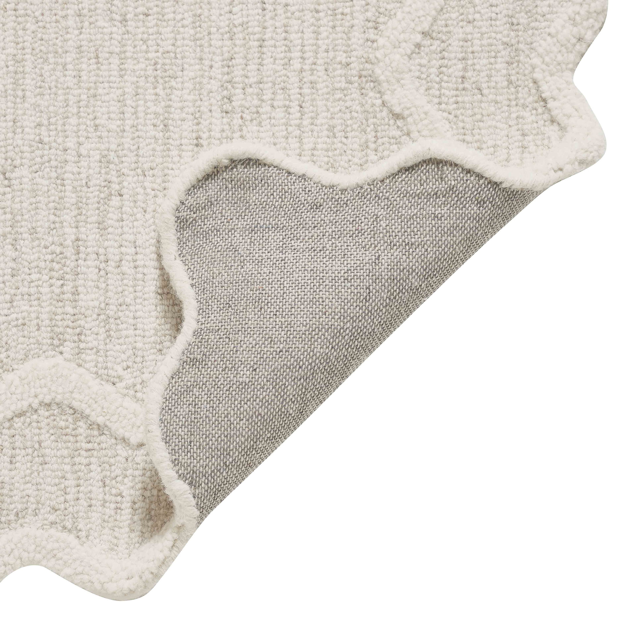 My Texas House Stella Ivory Scallop Wool Indoor Runner Rug, 2 ft x 8 ft
