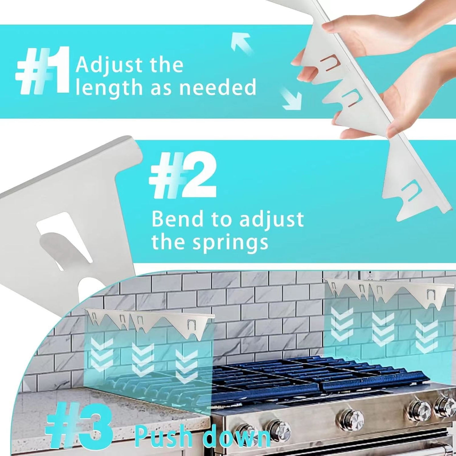 Nieyigj 2 Pairs Stainless Steel Stove Gap Fillers 13.78-27.56in / 35-70cm Adjustable Easy Clean Kitchen Counter Gap Covers Silver