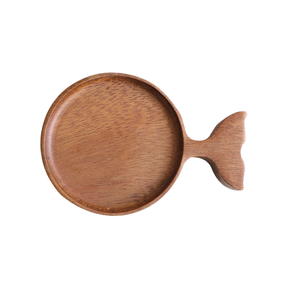 HUVE Wooden Sauce Dishes Wood Chip And Dip Specialty Bowl Plate Tray Japanese Sauce Dish Fish Shape Dipping Sauce Bowl Wood Mini Spice Bowls For Kitchen Seasoning