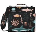 thumbnail image 2 of Zipper Binder with Shoulder Strap 2 inch 3 Ring Waterproof File Folder Organizer Bag 500 Sheet Sharks and Seagrass Pattern, 2 of 8
