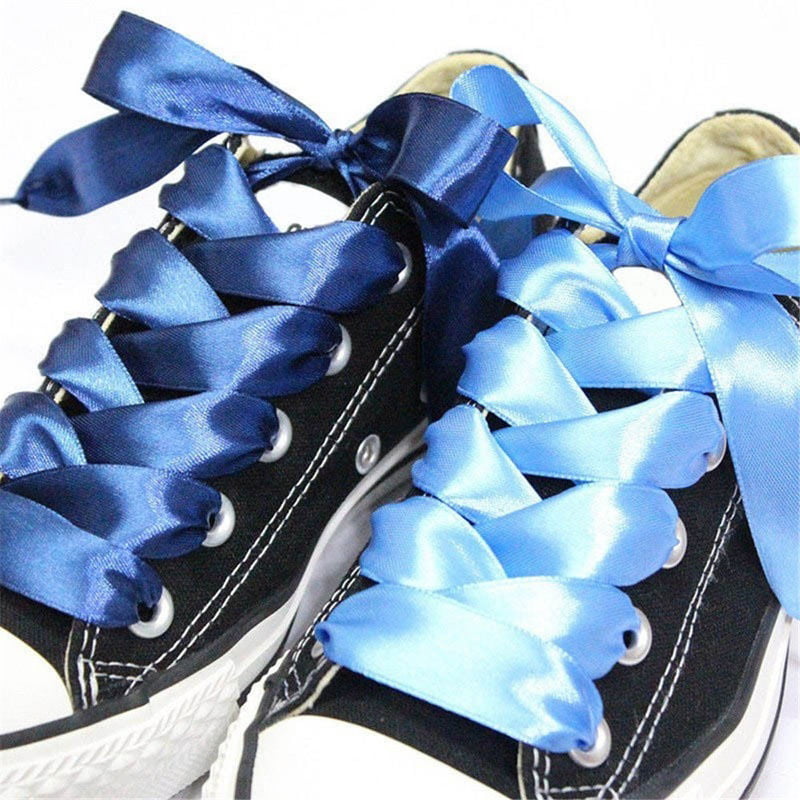Shoelaces Flat Silk Satin Ribbon Sport Shoes Laces Sneakers Shoestrings P/AA 