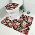 thumbnail image 2 of Pioneer Flower Floral Print Pattern Bathroom Rugs Sets 3 Piece,Toilet Cover Set,Absorbent Non Slip Bathroom Mats Sets with U-Shaped Contour Rug Toilet Rug Set, 2 of 5