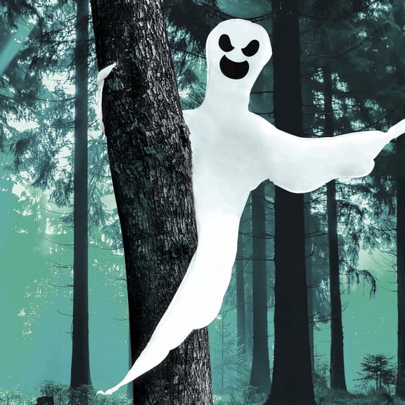 Joyfy 53 inch Halloween Ghost Decoration,Halloween Indoor Outdoor Yard Fall Porch Decor Tree Wrap Ghost for Outdoor Party Decor,White