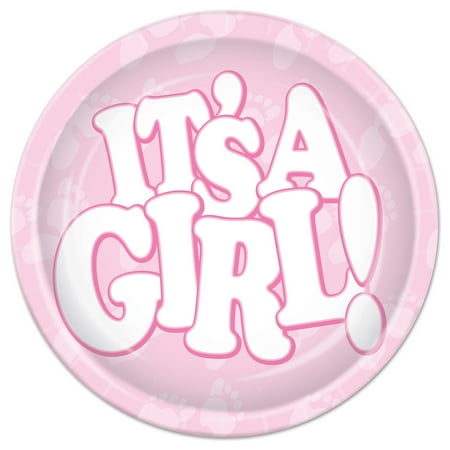 Party Central Club Pack of 96 Pink and White Disposable "IT'S A GIRL!" Paper Party Banquet Dessert