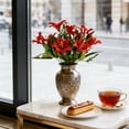thumbnail image 4 of Lys Artificiels Rouges Fausses Fleurs de Lilium avec Feuilles Vertes Réalistes Arrangement Floral Faux pour Déco Maison Centre de Table de Mariage Bouquet de Table, 4 of 6