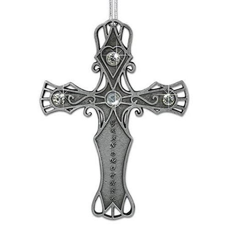 - Grandma Pewter Cross with Clear Crystals and Filigree Designs - Grandma Car Charm - Mother's Day Gift for Grandma - Mother's Day - New Grandma Gift
