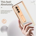thumbnail image 6 of Dteck for Samsung Galaxy Z Fold 5 Case Hinge Protection Metal Stand Plating Leather Hybrid Full Body Protective Cover with S Pen Holder, Built-in Screen Protector All-Inclusive Cover,White, 6 of 8