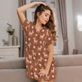 thumbnail image 3 of Fotbe Cute Poodle Dog Bata de Dormir para Mujer con Estampado, Camisón de Algodón de Manga Corta, Ropa de Dormir Casual, 3 of 6