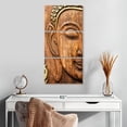 thumbnail image 2 of Elephant Stock Wood Carved Buddha Wall Art - Vertical Multi Panel Canvas - Living Room Wall Decor - Religion And Spirituality Multi Panel - Brown And Beige Decor - 15" x 32", 2 of 8