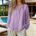 thumbnail image 2 of Chuancc Women 2026 Loose Fit Tops,Cotton Linen Dress Shirts Loose Fit Casual V-Neck Tops Slim Fit Going Out Fall Blouse Women'S Tops, Tees & Blouses T Shirts for Women Trendy Light Violet S, 2 of 6