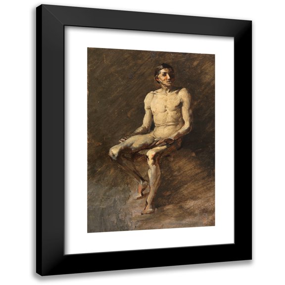 Wilhelm Busch 11x14 Black Modern Framed Museum Art Print Titled - Sitting Male Act (1855)