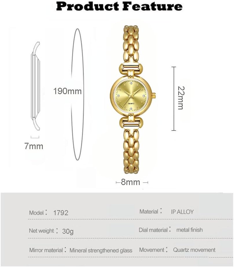 Petite Womens Round Simple Wrist Watch Fashion Dress Diamond Female Watches for Ladies Analog Quartz Stainless Steel Waterproof Watch