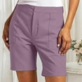 thumbnail image 5 of Aihuaihua Bermuda Shorts Womens Golf Short Pull On 7 Inch Inseam Jorts Mid Rise Stretch With Pockets Khaki Utility Comfort Hiking Light Purple M, 5 of 8