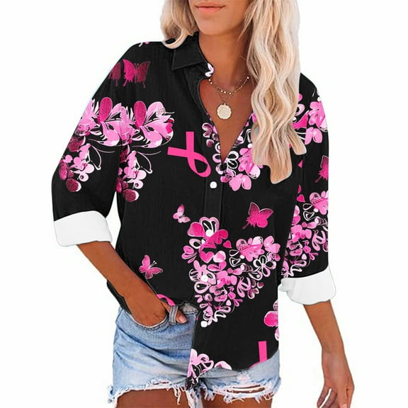 Womens Long Sleeve Blouses Casual Printed Fashion Loose Temperament Long Sleeve Solid Color V Neck Tops