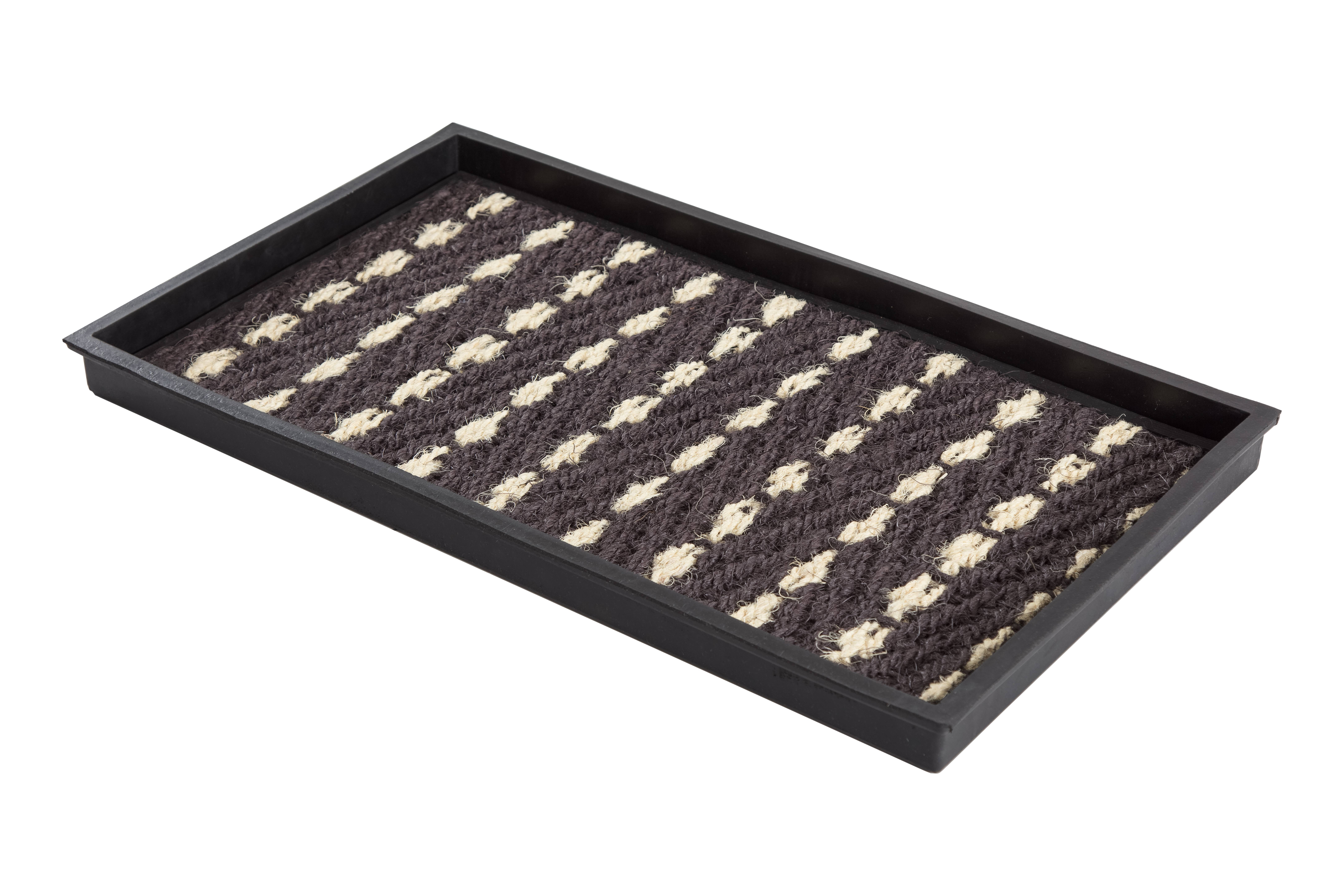Natural & Recycled Rubber Boot Tray with Gray & Ivory Coir Insert