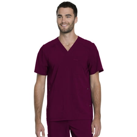 Dickies Advance Medical Scrubs Top for Men V-Neck Plus Size DK750, 4XL, Wine