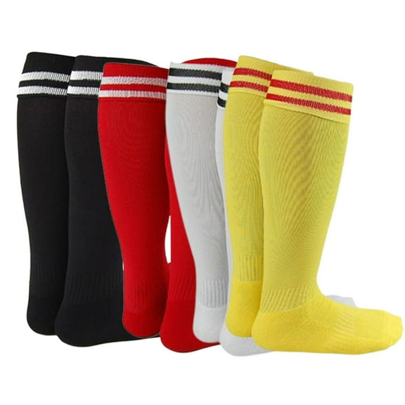 Lian LifeStyle Exceptional Girl's 4 Pair's Knee High Sports Socks for Soccer, Softball, Baseball, and Many Other Sports XL002 Size M, Black, Red, White, Yellow