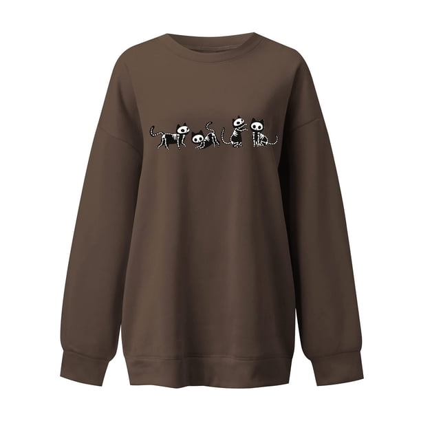 Sudadera para mujer Sudaderas de cuello redondo Festival Moda Otoño Impreso Blusa de manga larga suelta Casual Pullover Tops Sudadera Odeerbi ODB-5