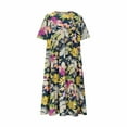 thumbnail image 4 of Hvot&aat Women Summer Boho Floral Dresses Casual Loose Short Sleeve Midi Dress Cotton Linen T-Shirt Dress, 4 of 6