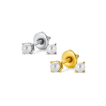 Bling Jewelry Womens Set of 2 Tiny Freshwater Pearl Stud Earrings Silver Gold Plated Sterling Silver