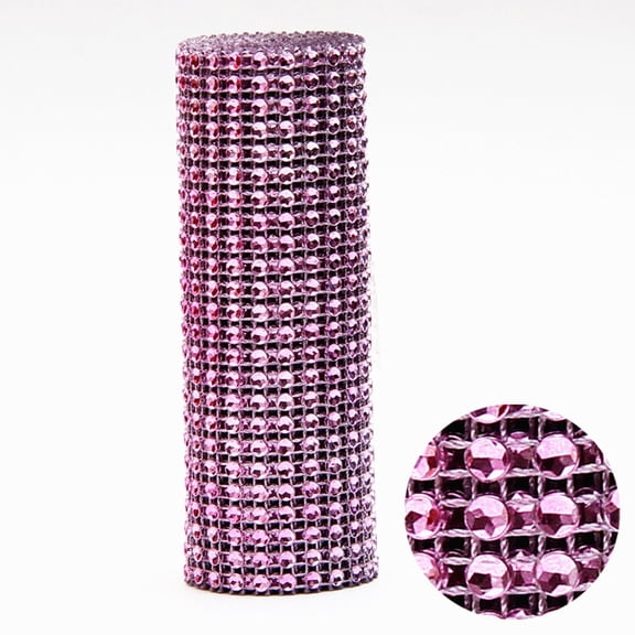 Shiny Rhinestone Mesh Ribbon Roll, 24 Rows Crystal Diamond Wrap for Craft Decor and Costume Embellishment