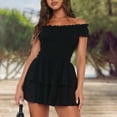 thumbnail image 3 of Mini Vestido Vestido ajustado de jacquard con cuello desbocado Ygjytge para Mujer Negro T XXL, 3 of 6