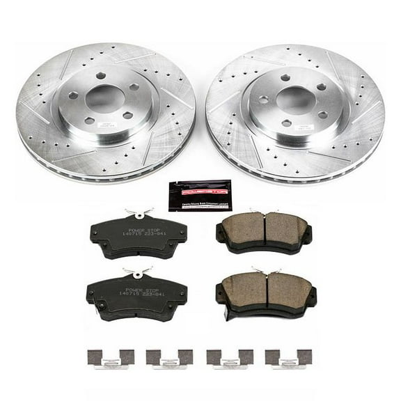 PowerStop Front Z23 Evolution Sport Carbon-Fiber Ceramic Brake Pad and Drilled & Slotted Rotor Kit Fits: CHRYSLER Select Models K1704