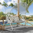 thumbnail image 2 of Greemotion Sandor Outdoor Metal Swing with Canopy Sun Shade in White, 2 of 7