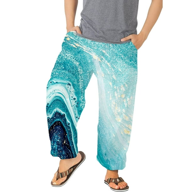 nsendm Mens Pants Adult Male Pants Big and Tall Pants Mens Pants Casual  Versatile All Print Loose Plus Size Pants Fashion Beach Pocket Stretch  Waist(Blue,XL) 