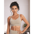thumbnail image 5 of Women's Wireless Racerback Moisture-Wicking Stretch Sports Bra Yoga Workout Bra with Compression Support Khaki XL, 5 of 7